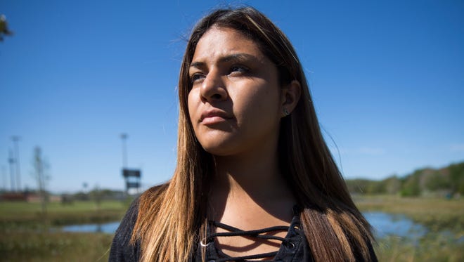 On Tuesday, March 13, 2018, Ivanna Paitan, 16, speaks about her experience during last month's Marjory Stoneman High School shooting at Pine Trails Park in Parkland, Fla. Paitan was in her AP psychology class when a gunman fired into her classroom, wounding several people and killing one.