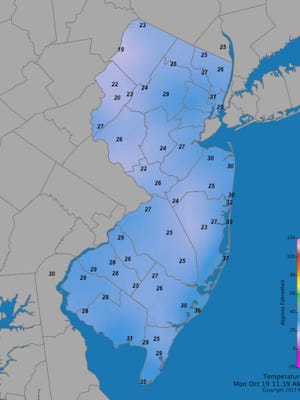 Low temperatures on Oct. 19, 2015