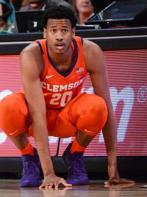Clemson forward Malik William (20) gets ready to play against Georgia Tech during the first half at McCamish Pavillion in Atlanta on Sunday.