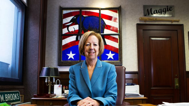 County Executive Maggie Brooks in her office in the Monroe County Office Building on Oct. 2, 2015.
