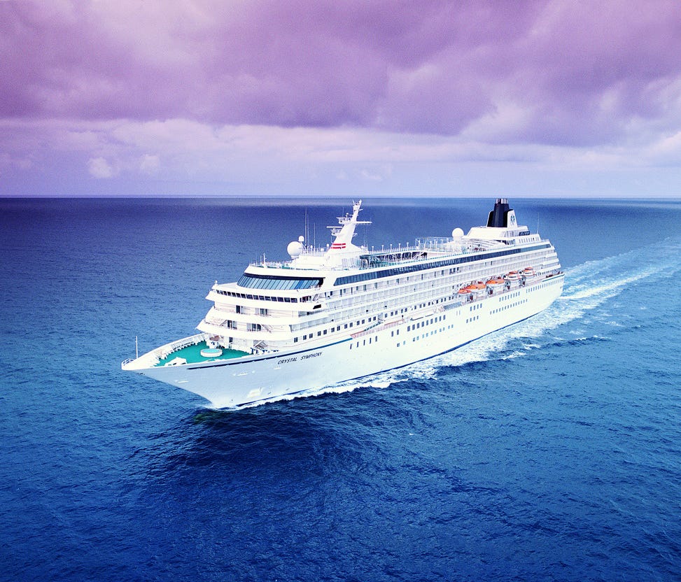 The 848-passenger Crystal Symphony is in the midst of an epic, 114-day world cruise from South Africa to Florida.