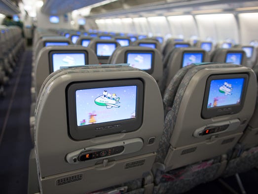 The in-flight entertainment system runs Hello Kitty