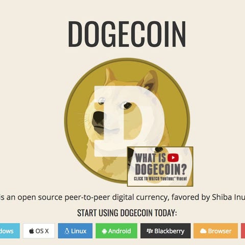 A screengrab from the dogecoin.com website. One of