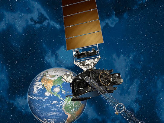 An artist's conception of the GOES-R satellite in orbit