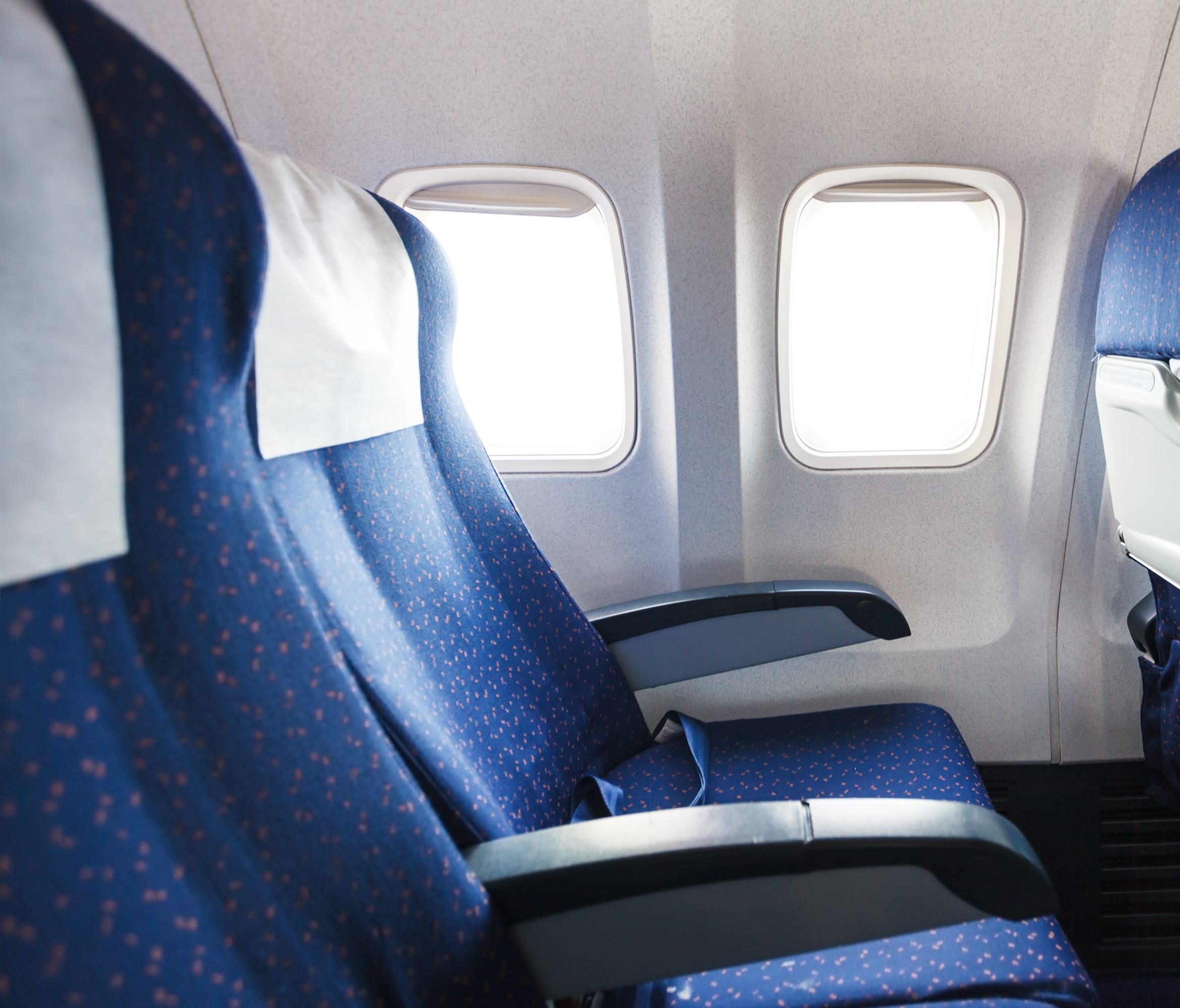 Photos of airplane seats.