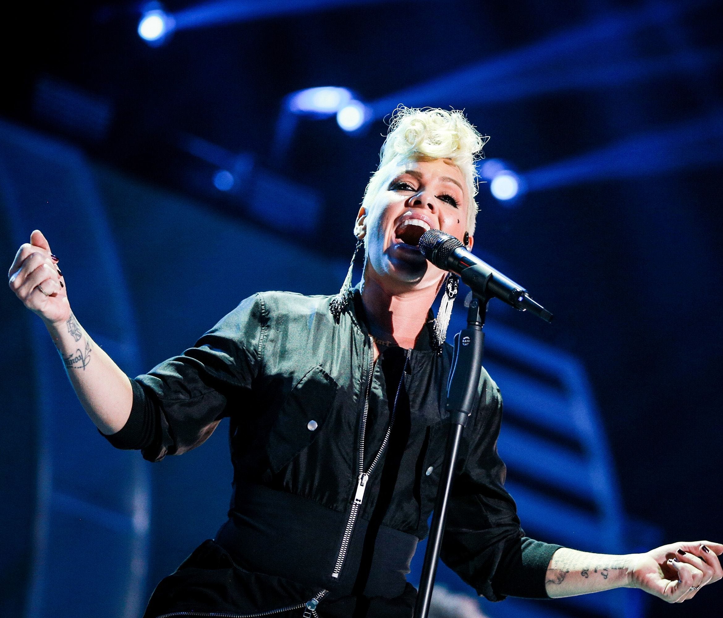 Pink performs onstage during the 2017 iHeartRadio Music Festival in Las Vegas.