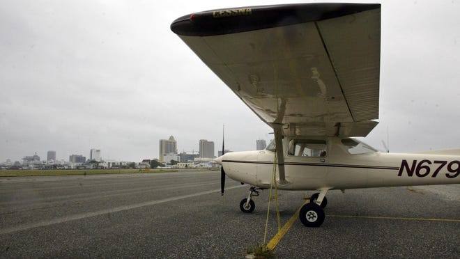 A plane sits off the runway at Bader Field in Atlantic City in this 2004 file photo. Now closed, Atlantic City is trying – again – to sell the historic former airport to help pay down its crushing municipal debt.