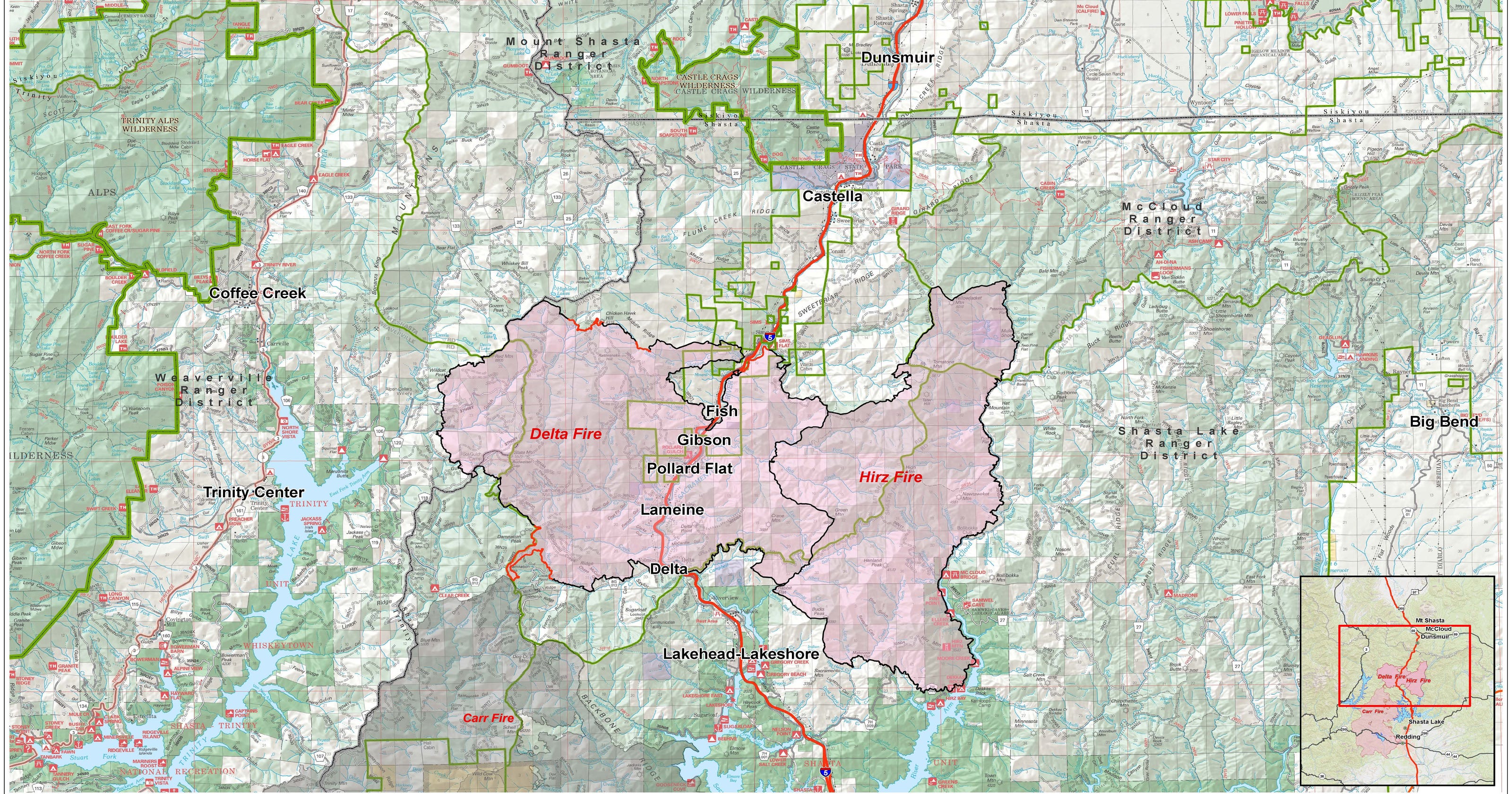 Fire update Delta Fire near I5 now 76 contained