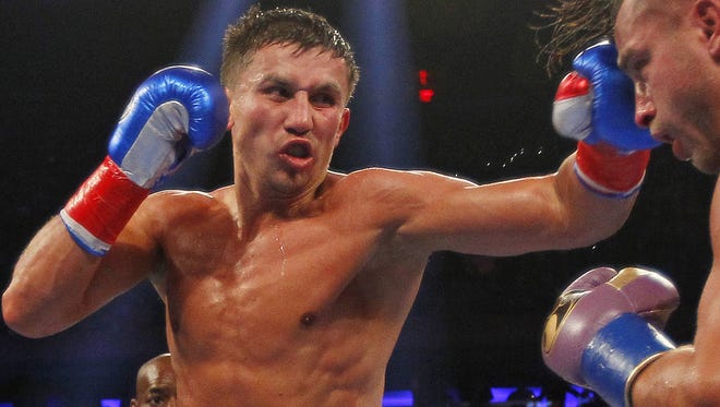 Unbeaten Gennady Golovkin, left, will face welterweight world titleholder Kell Brook at the O2 Arena in London on Saturday.