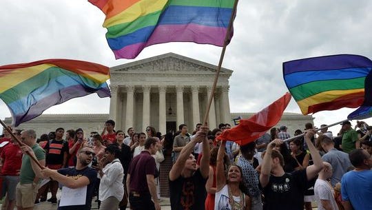 The scene in Washington DC after the Supreme Court's historic ruling.