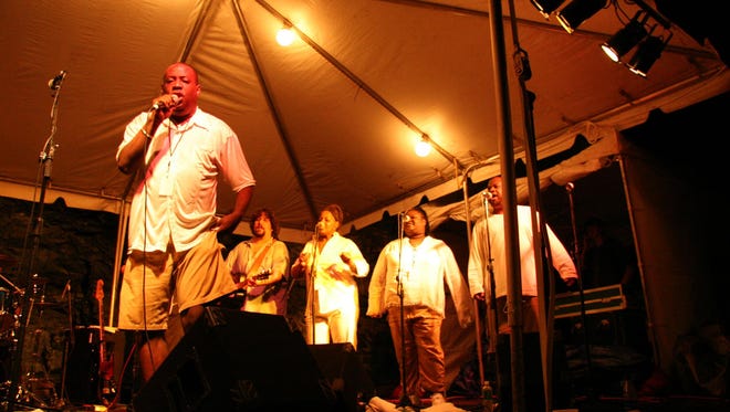 Matt Williams, second from the right, Harlem Gospel Choir at the 2006 Black Potatoe Music Festival in Clinton.
