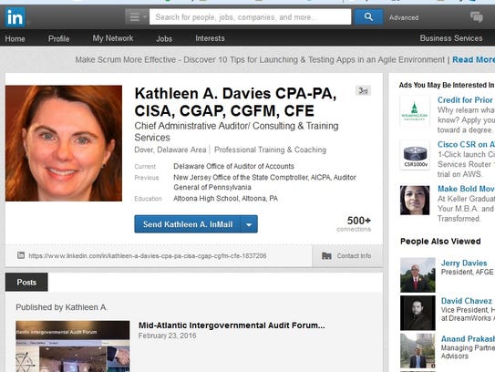 A screenshot of the LinkedIn page for Kathleen Davies,