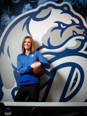 Drake women's basketball coach Jennie Baranczyk at the Drake University basketball complex Wednesday, Dec. 16, 2015, in Des Moines.