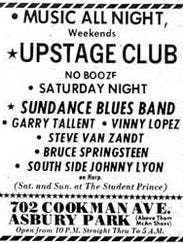 An ad for the Upstage Club features Steve Van Zandt