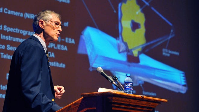 Dr. John C. Mather, a JWST Senior Project Scientist at Goddard Space Flight Center and also shared the 2006 Nobel Prize for Physics gives a lecture Thursday night at the Florida Tech's W. Lansing Gleason Performing Arts Center on his latest project the James Webb Space Telescope, in front of a packed house.