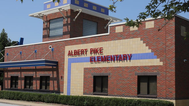 Albert Pike Elementary School, now renamed as "Park Elementary," as seen Monday, Aug. 25, 2020.