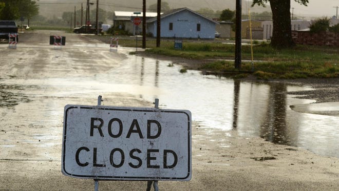 A slow drain caused the City of Yerington to close Snyder Street last Wednesday afternoon. The water had lowered quite a bit by this time.