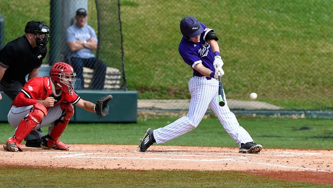 Northwestern State's David Fry takes a swing during his team's game against Lamar on Sunday.