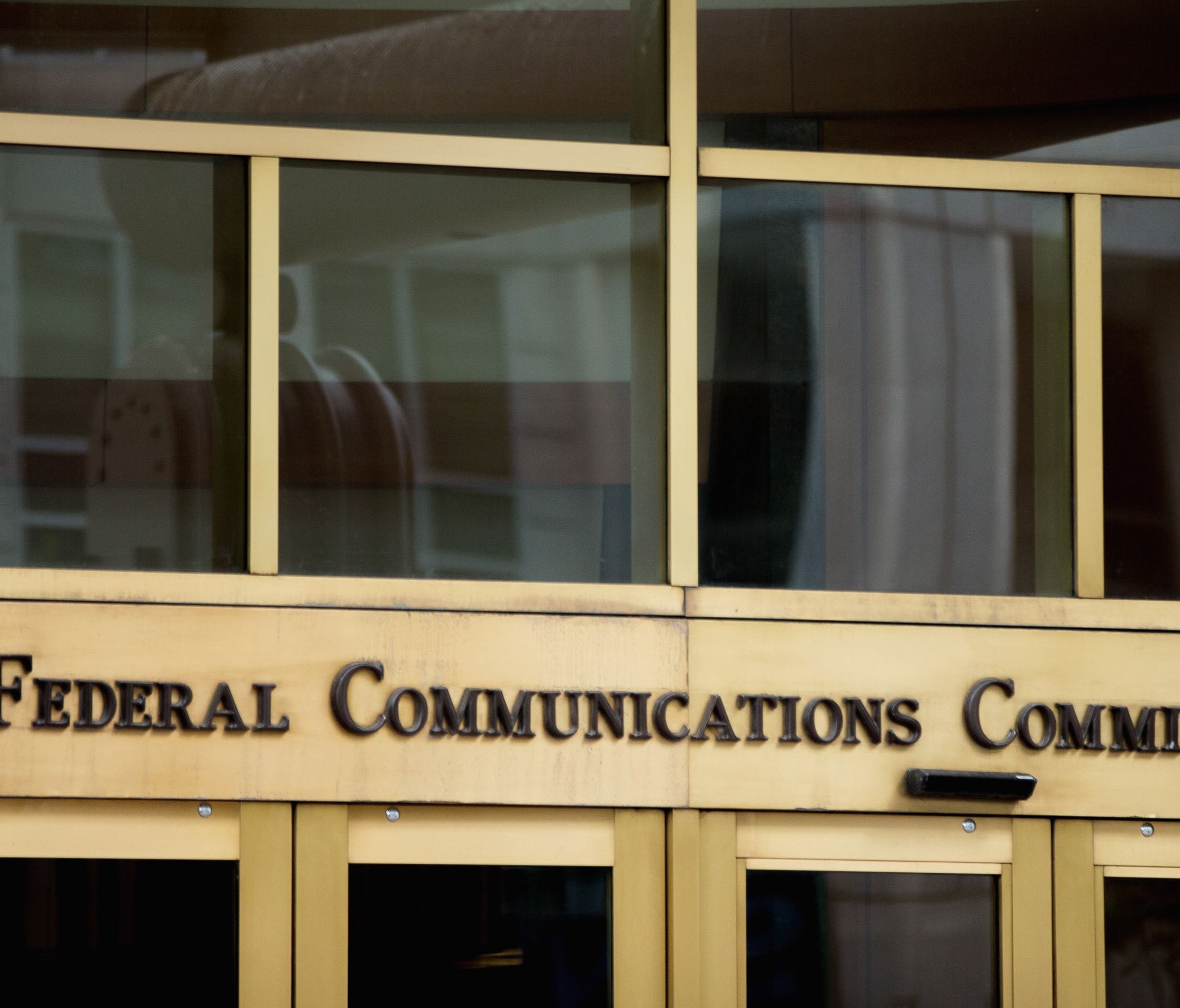 The entrance to the Federal Communications Commission (FCC) building in Washington on June 19, 2015.
