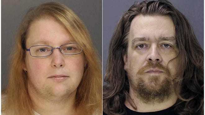 This combination of file photos provided on Sunday, Jan. 8, 2017, by the Bucks County District Attorney shows Sara Packer, left, and Jacob Sullivan.