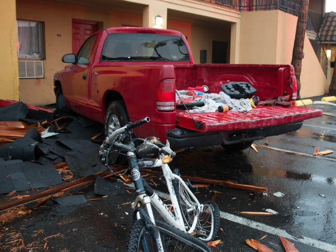 One man was injured when he was hit by debris while