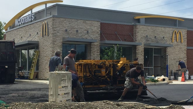 Crews work on a new McDonald's on Route 541 in Burlington Township.