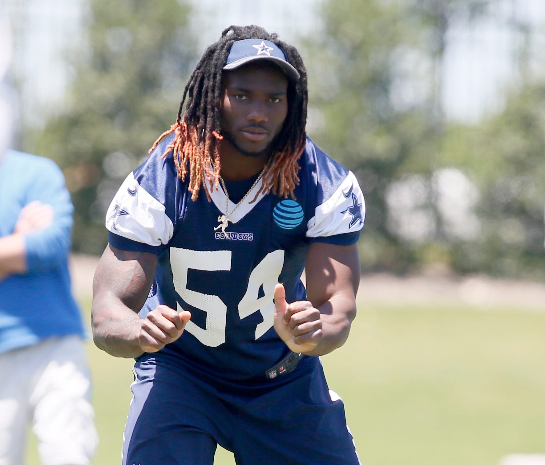 Dallas Cowboys outside linebacker Jaylon Smith (54) on the field during OTAs at the Star in Frisco.
