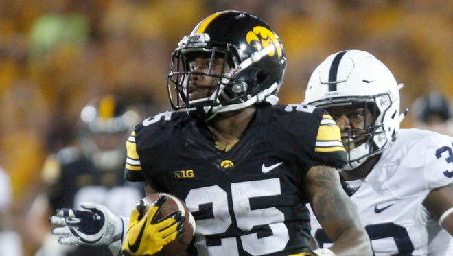 Iowa running back Akrum Wadley needs 128 rushing yards to move into 10th place all-time in school history.
