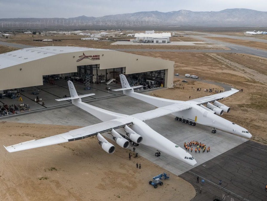 The Stratolaunch aircraft weighs about 500,000 pounds.