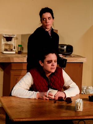 Joanna Patchett, top, and Amoreena Wade star in “Delores,” one of three plays by Edward Allan Baker to be staged at KNOW Theatre in Binghamton.