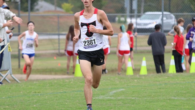 North Oconee's Davis Potts finished first Saturday at the Athens Academy tri-meet.
