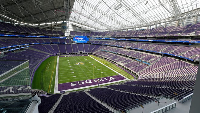 US Bank stadium and team officials hosted a media tour of the new home of the Minnesota Vikings NFL football team Tuesday, July 19, 2016, in Minneapolis. The Vikings will open their 2016 season in the $1.1 billion facility.