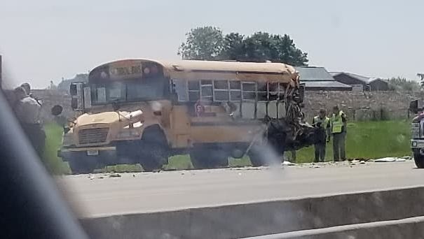 A semi truck collided with a bus on Interstate 39 near DeForest.