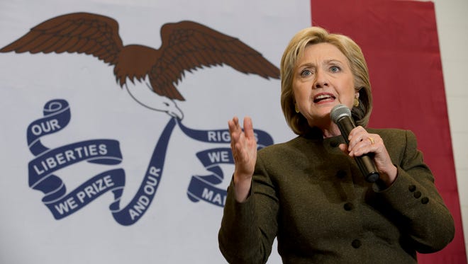 Hillary Clinton speaks during a campaign event at the Keokuk Middle School on Jan. 28, 2016, in Keokuk, Iowa.
