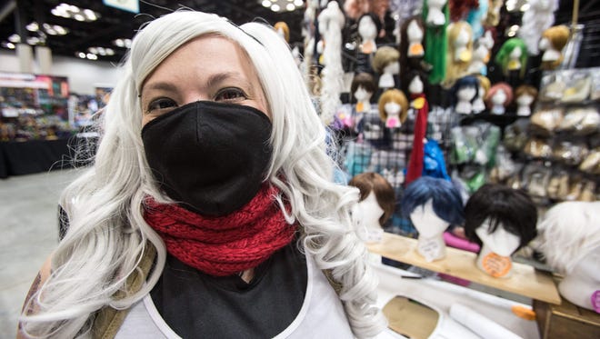 Jen Dorn dressed as Kakashi from "Naruto" at the 2015 Indiana Comic Con at the Indiana Convention Center.