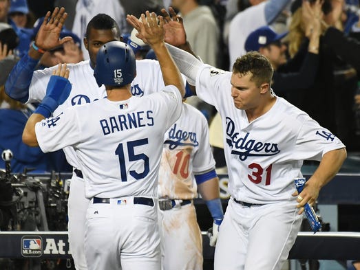 Game 6 at Dodger Stadium: Dodgers players celebrate