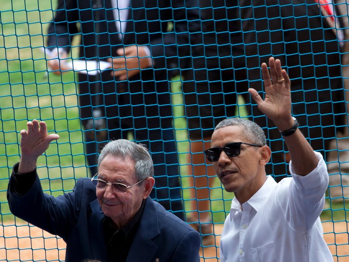 U.S. President Barack Obama, right, and his Cuban counterpart