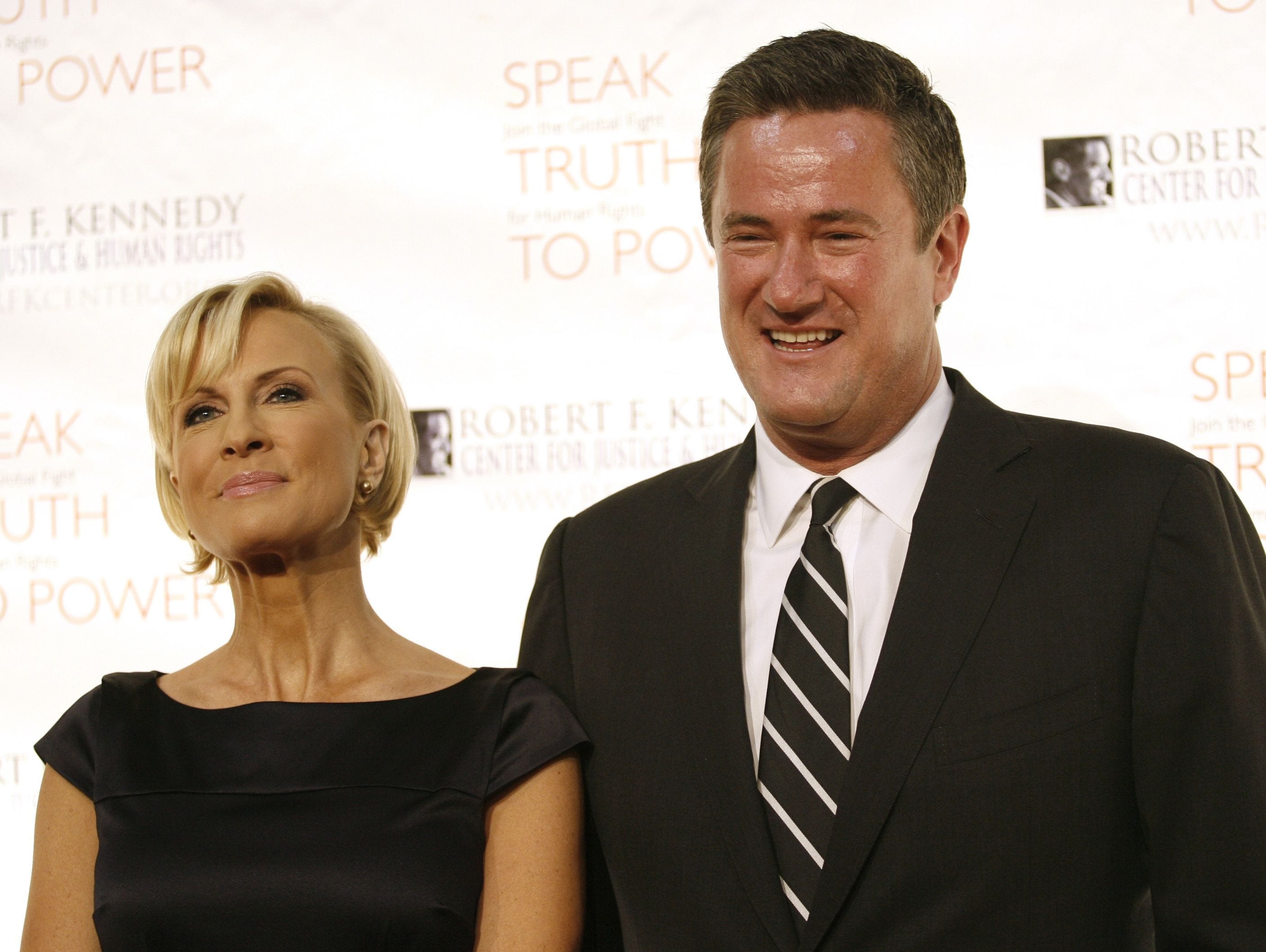 Joe Scarborough and Mika Brzezinski attend the Robert F. Kennedy Center for Justice and Human Rights' 2010 Ripple of Hope Awards dinner honoring George Clooney, Robert Smith and Marc Spilker on November 17, 2010 in New York.
