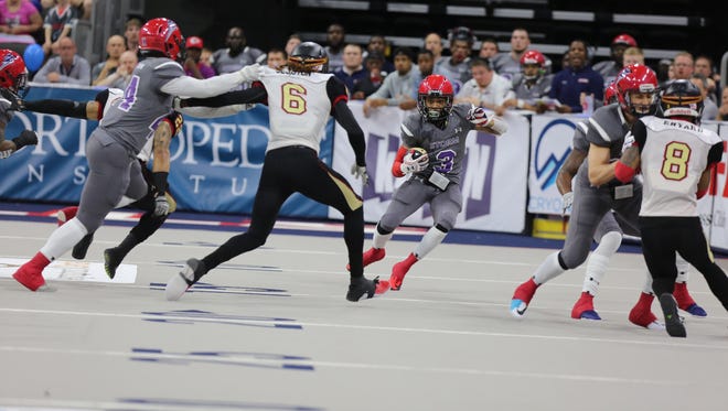 Storm running back Lyle McCombs (3) is third in the IFL in rushing this season.