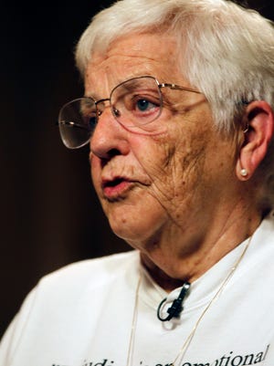 Jane Elliott, is interviewed on Friday, Sept. 22, 2017 at the Pfister Hotel in downtown Milwaukee. Elliot, a white retired elementary school teacher from Iowa, was deeply hurt after the assassination of Dr. Martin Luther King Jr. She was disappointed at the direction the country was going in and she wanted to address racism, so she came up with the blue eyed/brown eyed experiment.