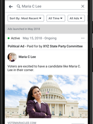 Screenshot from Facebook's searchable political ad