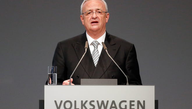 Volkswagen CEO Martin Winterkorn addresses the shareholders during the annual shareholder meeting of the car manufacturer Volkswagen in Hannover, Germany.