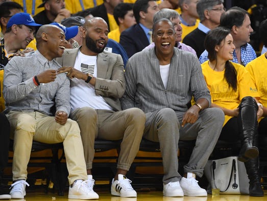 Jay-Z in attendance in the first quarter of the Finals.