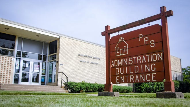 The entrance to the Peoria Public Schools Administration Building is seen in Peoria.