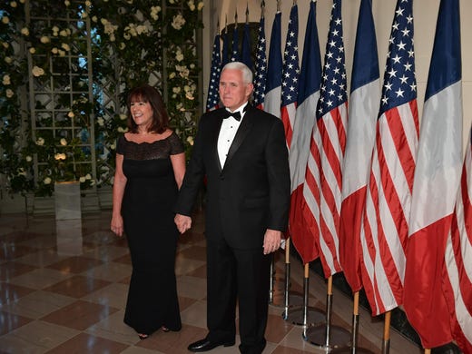 Vice President Mike Pence and wife Karen arrive at