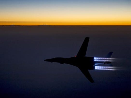 A U.S. Air Force jet flies over northern Iraq.