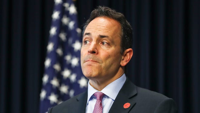 "We've got a policing problem in the city of Louisville," said Gov. Matt Bevin during his 2017 year in review to reporters in Frankfort Thursday morning. "When the city sets aside one and a half million dollar for extra crime fighting and half of it's gone in the first six weeks of the year, and it goes to a handful of people who are working full-time plus 120 hours of overtime," he added, "some of them with extra jobs, don't tell me the system's not broken. It's a joke."