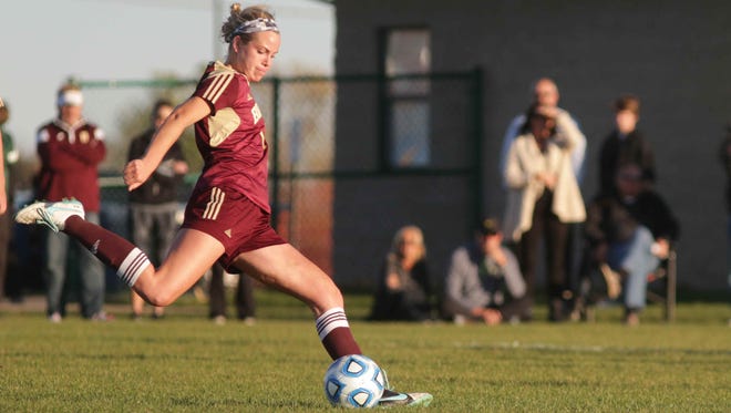 Brebeuf's number 11, Alia Martin tries for a second goal during Girls High School Regionals, at Zionsville Youth Soccer Association, Wednesday October 14th, 2015. Brebeuf defeated Cathedral 3 to 1.