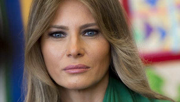 First lady Melania Trum in April 2017 during a...