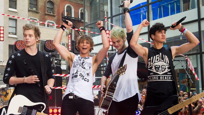 5 Seconds of Summer band members, from left, Luke Hemmings, Ashton Irwin, Michael Clifford and Calum Hood appear on NBC's "Today" show on Tuesday, July 22, 2014 in New York.